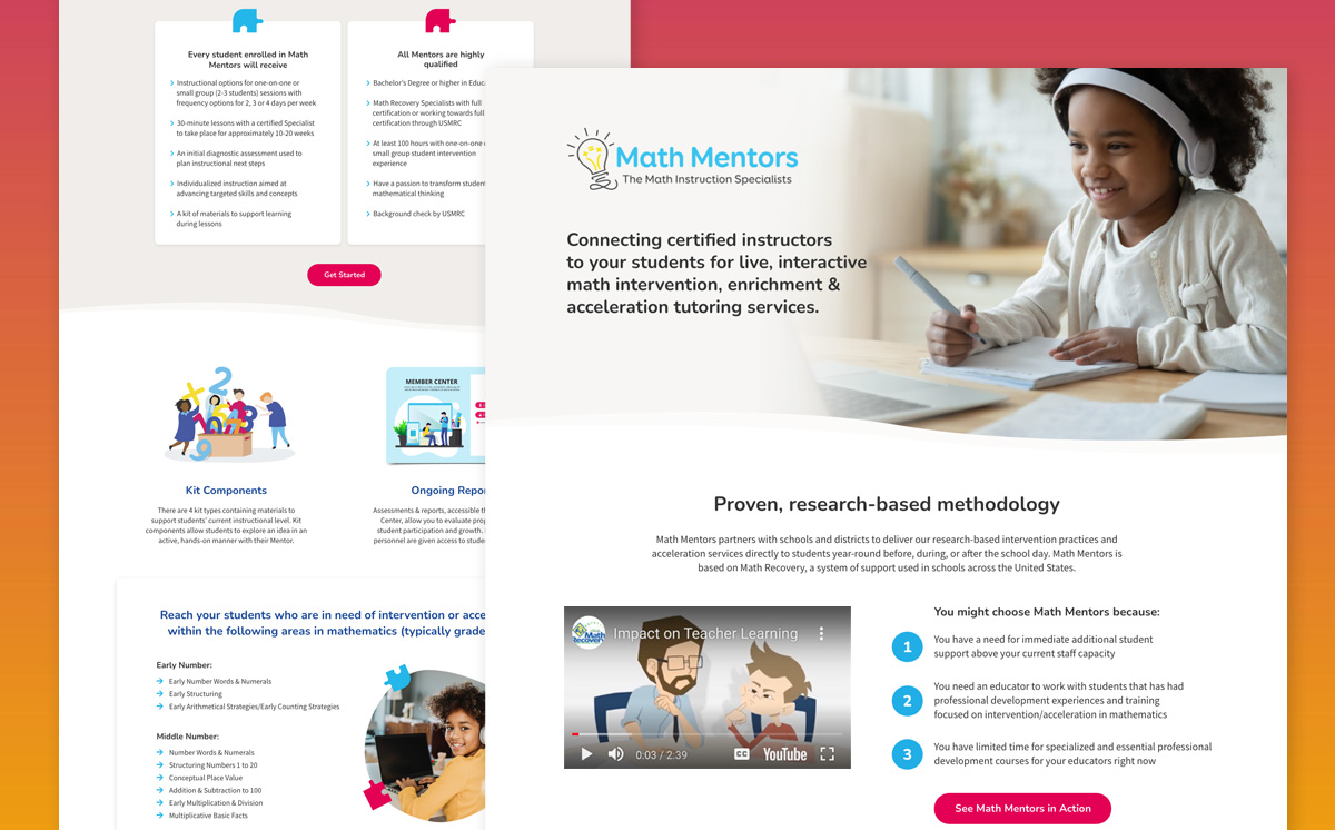 Math Mentors website design