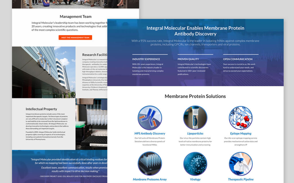 Integral Molecular website design